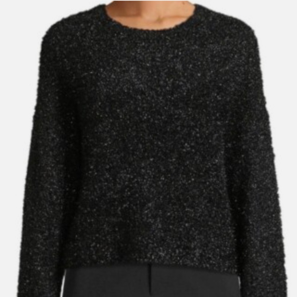 Vince Boxy Metallic Knit Sweater in Black